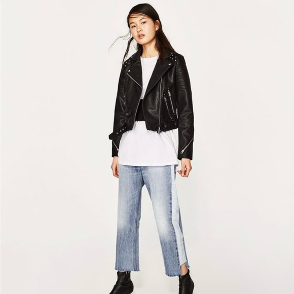 ZARA - Graffiti Studded Faux Leather Biker Jacket (Release Year 2017) - XL - Picture 2 of 7